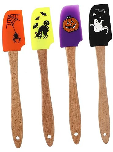 Halloween mit Stück Silikonschaber 4 Holzgriff für Backen