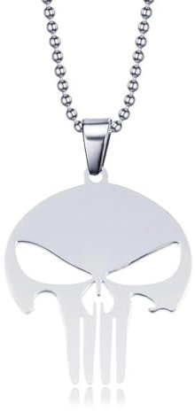 Hokech High Polish Stainless Steel Superhero Punisher Pendant Necklace Men Movie Anime Jewelry Kids Boy Gift