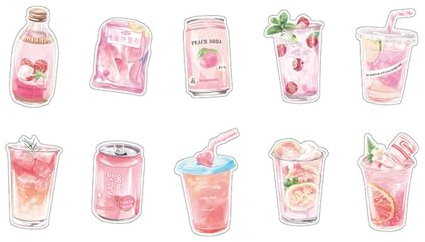 Apexare 10 Stück Journal-Aufkleber aus Papier mit hübschen und exquisiten Designs für Kinder, Planer, Sammelalben und DIY-Projekte – einfach zu kleben, reichhaltiges Muster (Peach)