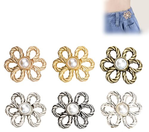 Thoquene 6 Stück Hosenknopf Zum Enger Machen, Verstellbarer Hose Jeansknöpfe Clip, Kein Nähen Hosen Knopf