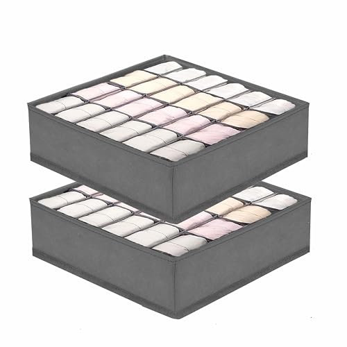 Drawer Organiser Divider Wardrobe Storage Organiser clothes drawer Organisers Storage Boxes for Socks, Belts, Ties 2-Pieces Grey