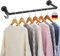 Swetfela Kleiderstange Wand,98cm Kleiderstange Wandmontage,Industrial Design Garderobenstange Schwarz, Kleiderstange Deckenmontage mit 5 Stück S-Haken,Robuste Kleiderstange Rohr für Schlafzimmer/Küche