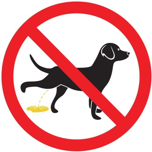 Ambiance - Adhesivo adhesivo para letreros de señalización autoadhesiva para perros (prohibido, señalización, laminado, resistente al agua y a las U – No dejar que los perros orinen redondos – 10 cm
