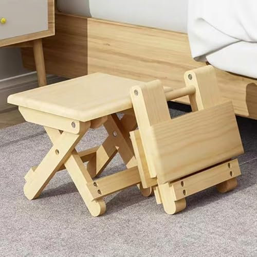 QSPNVFB Bois Tabouret De Camping Pliable Portable, Petit Tabouret Marchepied en Bois, Pliant Tabouret Bas Chaise Repose-Pieds pour Pêche Jardin Salon BBQ(M)