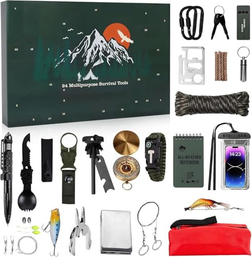 Adventskalender 2024 Männer - Survival Kit Weihnachtskalender 2024 für Männer, Werkzeug Adventskalender für Erwachsene Teenager, Weihnachts Geschenk Für Männer Papa (D)