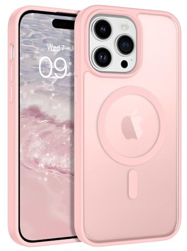 BENTOBEN Cover Magnetic per iPhone 13 Pro [Compatibile con MagSafe], Custodia per iPhone 13 Pro Traslucida Opaca Posteriore [Resistente ai Graffi], Sottile TPU Bumper Protettiva Custodia, Rosa Chiaro