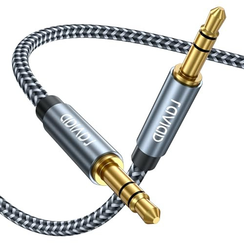 RAVIAD Cable Jack 3.5 Macho Macho, Cable Audio Jack 3.5mm Nylon Trenzado Cable Mini Jack a Mini Jack Cable Auxiliar Compatible con Auriculares, Autoradio, Altavoz, TV, iPhone, Tablet, MP3 (10M)
