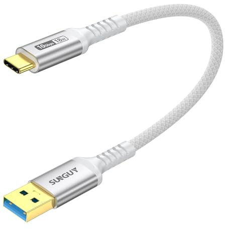SUNGUY Cable USB C, 30cm 10Gbps Cable USB vers USB C, Cable USB C Charge Rapide pour iPhone 16/15 Pro Max, Galaxy S24, Google Pixel, Android Auto, Huawei P40/P30, MacBook Pro-Blanc