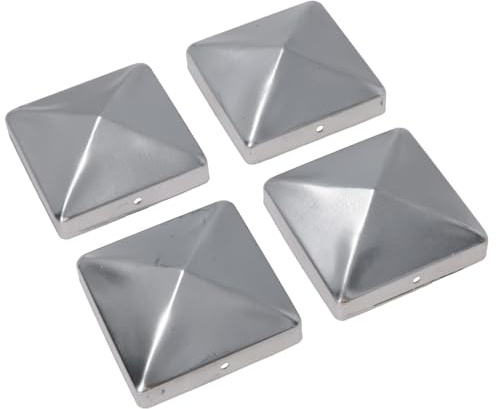 Metal Fence Post Caps for Fence Posts 100mm x 100mm Protector Cover Silver 4pc