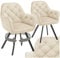 tectake® 2er Set Esszimmerstühle drehbar mit Armlehne, Samtstoff Drehstuhl ergonomisch, Möbel für Wohnzimmer, Stühle für Dining Lounge, Office, als Schminkstuhl oder Schreibtischstuhl - Creme