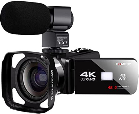 Caméra vidéo Caméscope Caméscope vidéo vidéo 4K WiFi 4 8MP Enregistreur for Streaming Vlogging Night Vision Caméscope zoom numérique grand angle avec microphone Caméra de vlogging multifonctionnelle(3