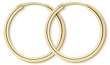 EDELIND Creolen Gold 375 Gelbgold 20 mm Feine Ohrringe Breite 1,5mm 9 Karat Echtgold für Damen Herren Basic Ohrschmuck Frauen Mädchen mit Schmuck Geschenk Box Made in Germany