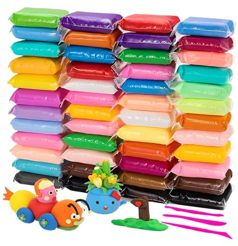 Argile séchant à l’air 48 couleurs avec outils, matériau artistique artisanal pour décorations et sculptures