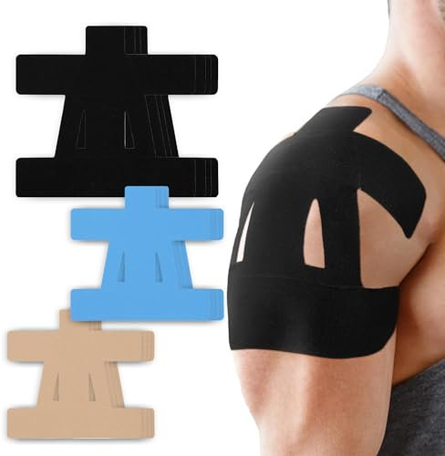 XFSRG 12 Pièces Tape Kinesiologie Épaules Prédécoupées Physio Tape Élastiques et Imperméables Bande de Kinésiologies pour le Sport(Multicolore)