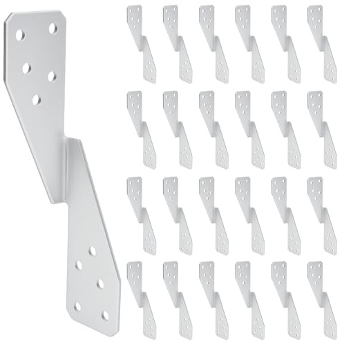 Gradleen 25 Pack Hurricane Straps Brackets H2.5A 14-Gauge Galvanized Steel Strong Tie Brackets ,Heavy Duty Joist Hangers for Plywood,Shed,Rafter,Rafter Hangers,25pcs Left Tie