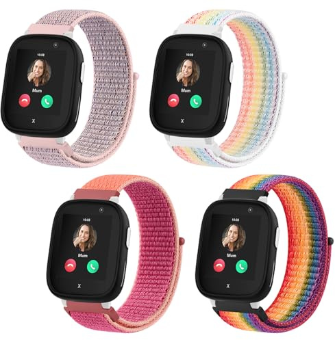 4 Stück Kinder Armbänder für Xplora X6 Play Armband, Verstellbare Klettverschluss Uhrenarmband 20mm für Kids Smartwatch Zubehör, Kinder Ersatzarmband für Xplora X6/X6 Pro/Anio 5/Anio 6 Mädchen Jungen