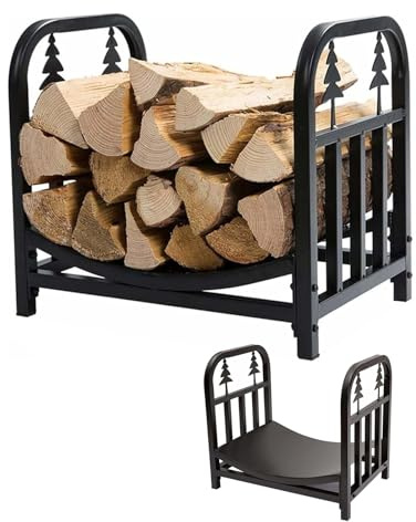 IXMLDAXD Brennholz, Holzstapelhalter for die Terrassen-Feuerstelle, Kleiner 45-cm-Brennholzständer for den Innen- und Außenbereich, Holzlagerträger for alle Jahreszeiten