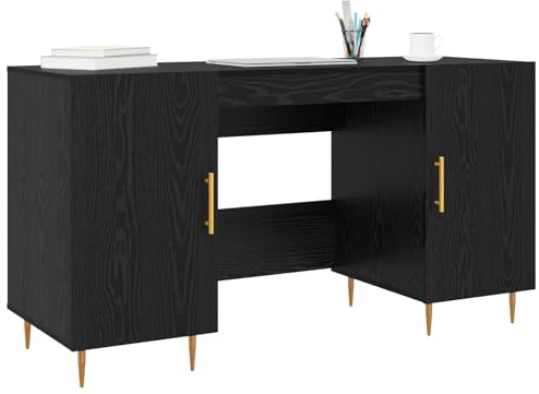 vidaXL Desk Black oak Engineered wood 140 x 50 x 75 cm