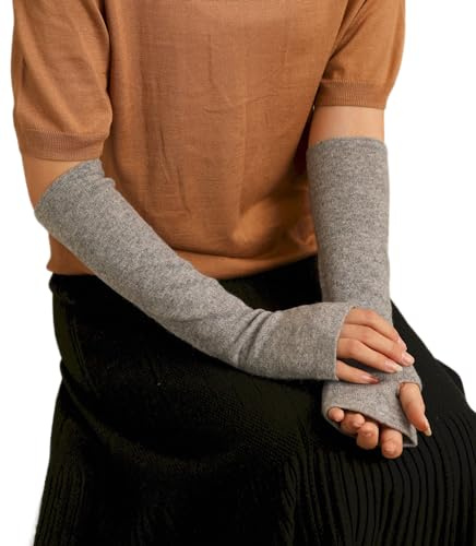 Prettystern Damen Kaschmir-Wolle Arm-Wärmer Lange Arm-stulpen Fingerlose Pulswärmer für Abendmode