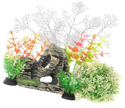 AWJUWHBJ Acquari Decorativi Coralli Erba 7Pieces Fishtanks Pianta Artificiale E Riparo Grotta Per Acqua Dolce Salata Paesaggio Acquari Accessori