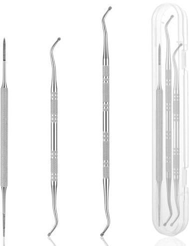 3PCS Ingrown Toenail File and Lifters, Pedicure Tools for Feet, Stainless Steel Double Ended Ingrown Toenail Tool, Ingrown-Toenails Removal Kit with Storage Case for Under Nail Clean (Silver)