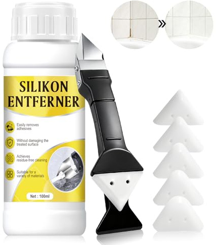 Silikon Entferner für Bad, Silikonentferner Flüssig, Silikonentferner Bad, Silikon Entfernen Werkzeug, Geeignet zur Entfernung von Silikonresten von Verschiedenen Oberflächen, 100ml