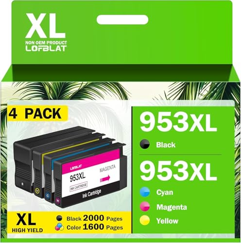 953XL Multipack Kompatibel für HP 953 mit HP 953XL Druckerpatronen 953 XL | 953XL mit HP Officejet Pro 7740 Patronen 7720 8710 8715 8730 7740 7730 8720 8740 8750 Drucker, Schwarz Cyan Magenta Gelb