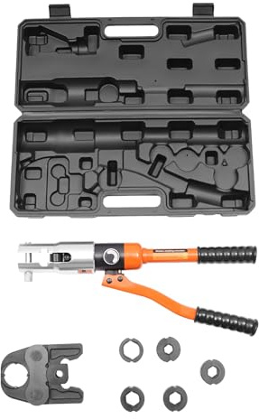 Hydraulic Press Tool Set, 10T Professional Crimping Pliers with V12, V15, V18, V22, V28 Molds, Heavy-Duty Manual Pipe Crimping Tool, for Crimp Copper Carbon Steel Stainless Steel Pipes