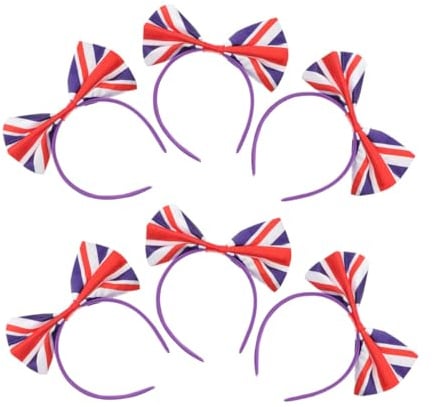 STAHAD Union Jack Bow Headbands 6Pcs British Flag Hair Accessories for Football Fans at Sports Events and Celebrations