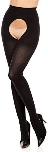 GLAMORY Damen 60 Ouvert Strumpfhose, 60 DEN, Black, M (40-42)