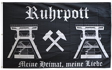 Flaggenfritze Fahne/Flagge Deutschland Ruhrpott Ruhrgebiet 2-150 x 250 cm + gratis Sticker, XXL-Fahne