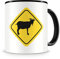 Samunshi® Ziegen Warnschild Tasse Kaffeetasse Teetasse Kaffeepott Kaffeebecher Becher H:95mm/D:82mm schwarz