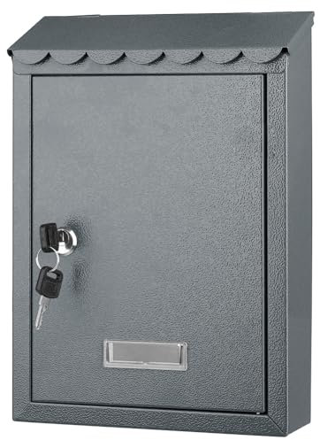 Bakaji Cassetta Postale da Parete in Acciaio Inox Buca Lettere per Posta da Esterno con Chiusura a Chiave (Grigio)