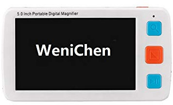 WeniChen 5,0 pouces Loupe numérique portable Aide à la lecture électronique Zoom 4X-32X avec poignée pliable pour la basse vision Color Blindness, 17 modes de couleur 5 niveaux de luminosité