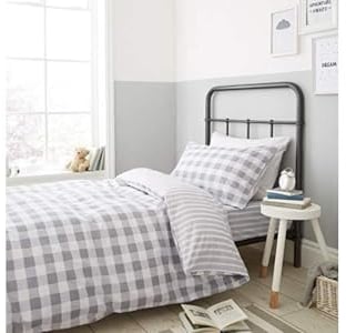 Bianca Check and Stripe Cotton Double Fitted Sheet Grey