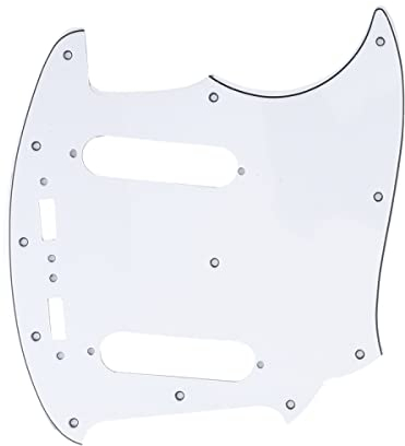 Musiclily Pro 12 Löcher Pickguard Gitarren Schlagbrett für MIJ Fender Japan Mustang,3 lagig Weiß