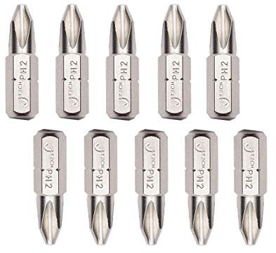 JETECH PH2 Phillips Screwdriver Bits (10-Pack) - 25mm (1-Inch) Nickel-Plated S2 Alloy, Precision Heat-Treated with Case