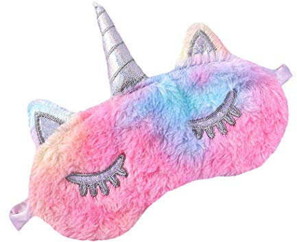 FORLADY Schlafmaske Frauen Unicorn Augenmaske Plüsch Cartoon Shade Augenmaske Shading Für Erwachsene Kind plüsch (Einhorn-Sieben Farben)