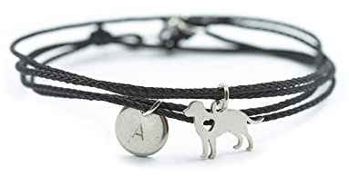 Armband Hund Wickelarmband Edelstahl Gravur schwarz Größe wählbar