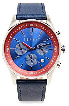 Esprit Edelstahl-Chronograph mit Leder-Armband