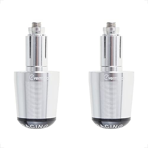 Evermotor [Ø22mm (7/8)] 2 X Motorrad CNC Aluminum Lenkergriffe Lenkerenden, Motorrad Lenkergriffe Endkappen für Meisten Motorrand/Roller Kappen Silber