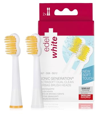 edel+white Dual Clean Ultrasoft Airbag Bürstenköpfe für elektrische Zahnbürste I Geeignet für alle edel+white Schall Zahnbürsten I Nachfüllpackung mit 2 Stück