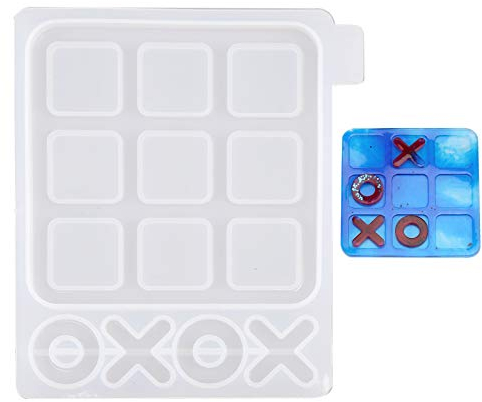 SAVITA 1 Pezzo 13×12cm Tic Tac Toe Mold Stampo per Colata in Resina Epossidica Siliconica per Artigianato Fai-da-Te Gioco da Tavolo per Bambini per Adulti Giochi da Tavolo per Famiglie