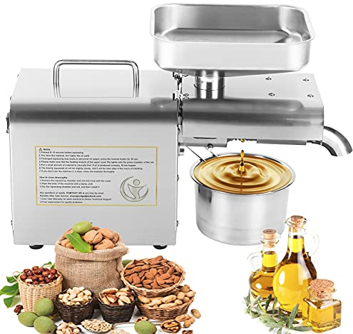 Moongiantgo Kitchen Oil Press Machine 610W Automatic Oil Extractor for Home Electric Hot Oil Expeller Stainless Steel Organic Oil Maker for Coconut Avocado Almond Walnut Sesame Castor (220V)
