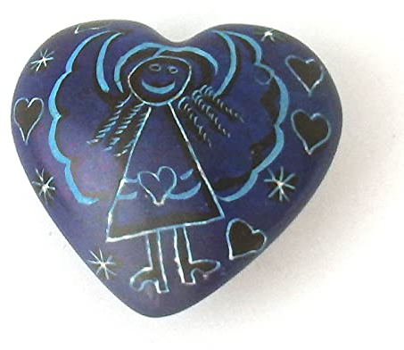 Handschmeichler - Speckstein-Herz blau Engel ca.5 4cm