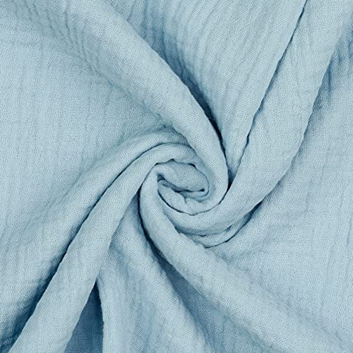 VmG-Store Double Gauze Musselin Stoff Tex zertifiziert Uni Meterware über 40 Farben 100% Baumwolle (031 I Blau, 200 x 135cm)
