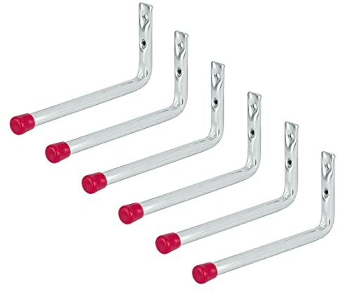 VORMANN Wandhaken Gerätehaken Garagenhaken Felgenhaken Haken | Traglast 12 kg | witterungsbeständig | L-Form, 6-teiliges Set, Größe: 78 x 175 mm
