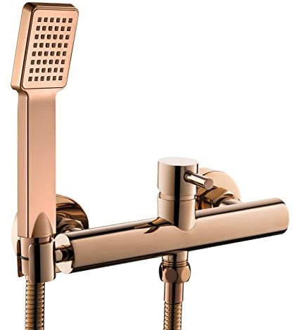 SHUGUANG Robinet de Baignoire avec Douchette à Main, Mitigeur de Baignoire Laiton Mitigeur de Douche Montage Mural Monocommande Robinet de Douche avec Tuyau 1.5M,Rose Gold