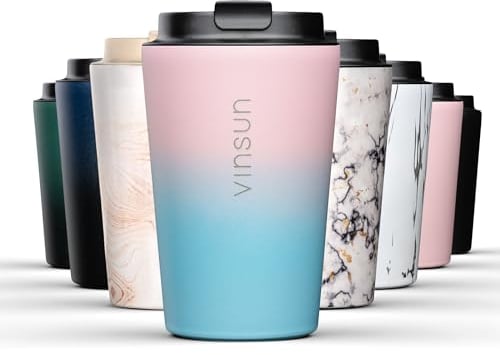 Vinsun Mug Isotherme Inox 350ml - Tasse Thermo a Café & Thé avec Couvercle - Étanche, Double Paroi, sans BPA - Gobelet a Emporter (Voyage, Voiture, Travail)