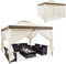 RELAX4LIFE 3 x 3 m Pavillon, Gartenpavillon mit Eisenrahmen&Moskitonetz, Gartenzelt mit 4 Seitenwänden&doppeltem Dach, Wasserdichtes&Sonnensicheres Partyzelt für Party Camping (Beige)